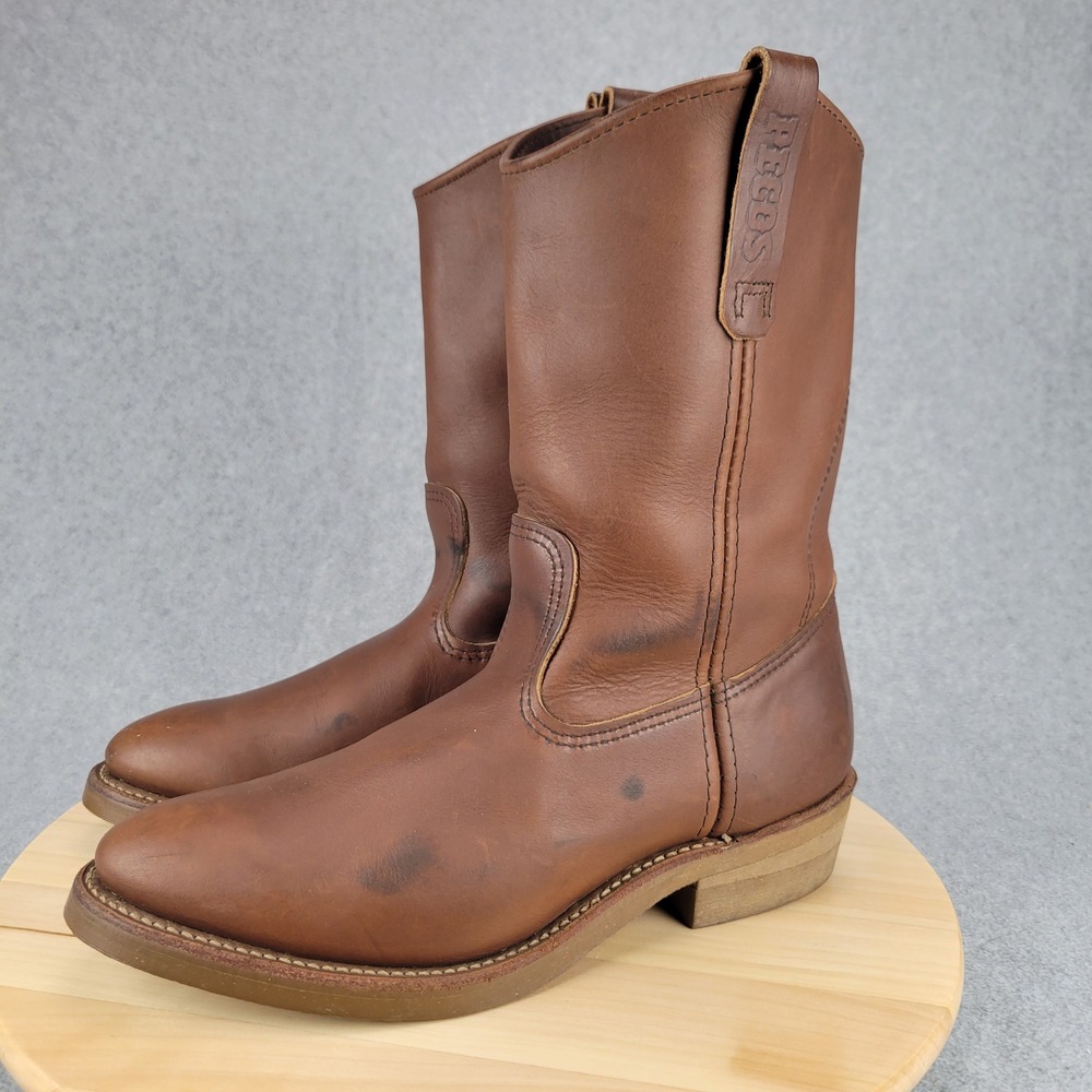 Red Wing Pecos 1155 Boots Mens 9.5 B Brown Leather Pull On Western Work USA